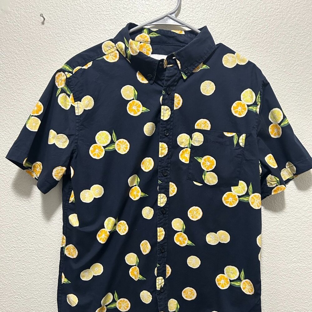 Goodfellow men's short sleeve men's slim large navy button down